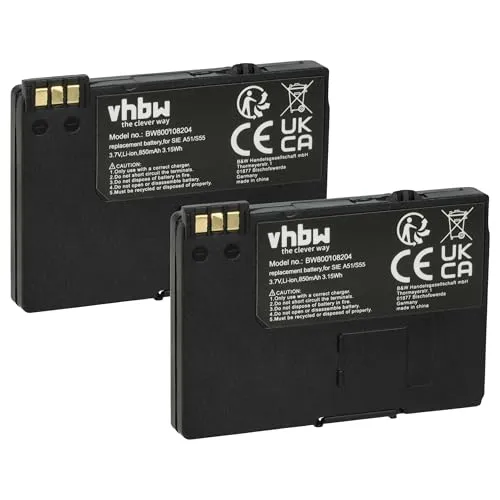 vhbw 2X Akku kompatibel mit Telekom T-Sinus 701M, 701MMS, 701A, 711MMS Handy Smartphone Telefon (850 mAh, 3,7 V, Li-Ion)