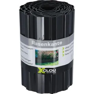 X-Clou Rasenkante 1052312, Kunststoff, anthrazit, Länge 9 m, Höhe 20 cm
