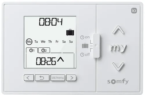 SOMFY Timer Funk Wandsender 1805227 - Chronis IO Jalousiesteuerung, integrierte Zeitschaltuhr für komfortable Steuerung von Jalousien
