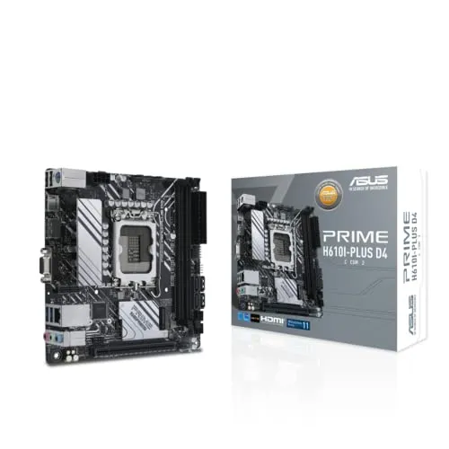 ASUS Prime H610I-Plus D4-CSM Mainboard - Micro-ATX mit Intel H610 Chipsatz, unterstützt bis zu 2x DDR4 RAM für optimale Leistung und Zuverlässigkeit