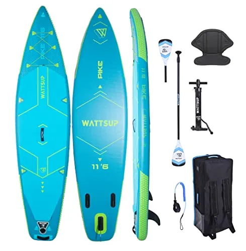 Wattsup Pike 11'6 - Robustes SUP Board - Stand-Up Paddle Board mit Drop-Stitch-Technologie für maximale Stabilität und Starrheit, ideal für Anfänger und Fortgeschrittene. 2 Jahre Garantie für Ihre Zufriedenheit.