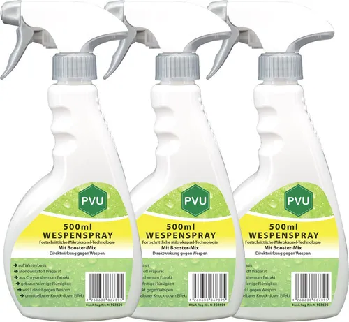 PVU Wespenspray - Effektives Insektizid - Insektizide zur Bekämpfung von Wespen, sofort einsatzbereit und geruchsarm. Mit Mikroverkapselung für langanhaltenden Schutz und geeignet für empfindliche Oberflächen.