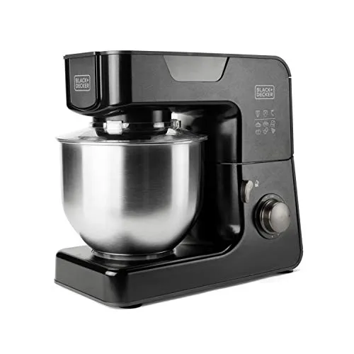 BLACK+DECKER Küchenmaschine BXKM1000E - Hochleistungsgerät für kreative Köche - Küchenmaschine mit 1000W Leistung und 8 Geschwindigkeitsstufen, ideal für eine Vielzahl von Rezepten. Das Planetenrührsystem sorgt für perfekte Ergebnisse und die 5,2L Edelstahlschüssel ist leicht zu reinigen.
