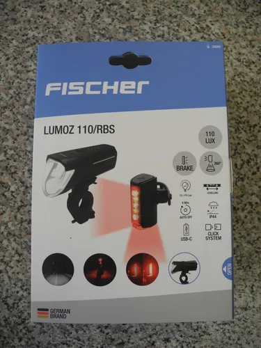 FISCHER FAHRRAD Fahrradbeleuchtung Set PLUS 110 + TWIN STOP LED Schwarz - Fahrradbeleuchtung Set mit bis zu 110 Lux Helligkeit und einer Betriebsdauer von bis zu 20 Stunden – ideal für sicheres Fahren bei Dunkelheit.