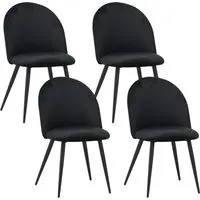 ALBATROS Esszimmerstühle Capo 4er Set, Samt Schwarz - Esszimmerstühle mit elegantem Samt-Bezug und 4 cm dicker Polsterung für optimalen Sitzkomfort. SGS geprüft für Haltbarkeit und Sicherheit, ideal für stilvolle Esszimmer.