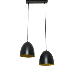 Pendelleuchte Hängelampe 2-flammig Schwarz Gold Retro - Kategorie: Lampen, Verstellbare Pendelleuchte im eleganten Retro-Design, ideal für die stilvolle Beleuchtung von Esstischen und Küchen.