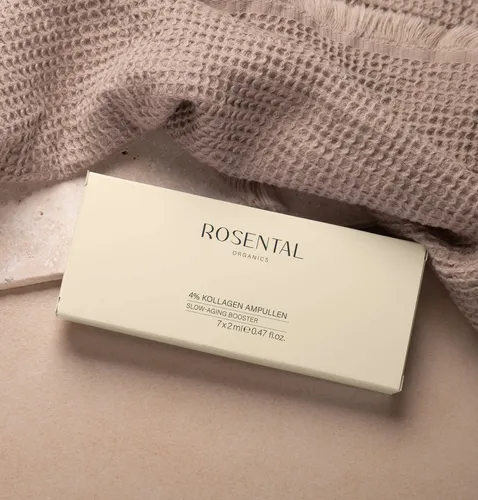 Rosental Organics 4% Kollagen Ampullen Slow-Aging - Sonstige Gesichtspflegeartikel mit hoch dosiertem Kollagen für straffere Haut und reduzierte Falten. Veganer Booster mit Rosenwasser für eine intensive Feuchtigkeitsbalance und ein vitaleres Hautbild.