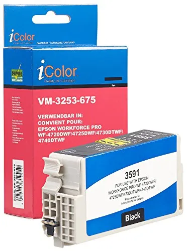 iColor Workforce Pro Wf 4720dwf, Epson: Tinten-Patrone T3591 / 35XL für Epson-Drucker, Black (schwarz) (Workforce Pro Wf 4720, kompatible Tintenpatronen Tintenstrahldrucker)