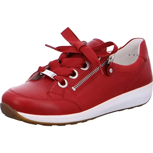 ARA Damen Osaka Sneaker, Rot, 36 - Damen-Sneaker aus hochwertigem Leder, kalt gefüttert für optimalen Tragekomfort und ideal für kalte Tage.