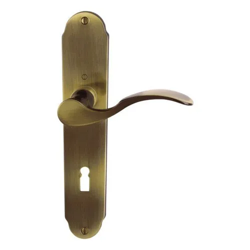 HOPPE Drückergarnitur Caracas M112SLN - Türsicherungen mit HOPPE Profilstift-Verbindung, sichtbar verschraubt, aus brüniertem Messing, ideal für sichere und stilvolle Türen.