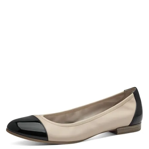 Tamaris Ballerina Damen Elegant beige, EU 38 - Hausschuhe mit TOUCH-IT Funktion für optimalen Tragekomfort. Weiche Decksohle und flache Sohle sorgen für ein angenehmes Laufgefühl und sind ideal für jeden Anlass.