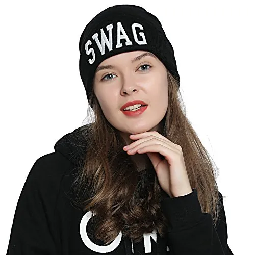 DonDon Mütze Damen Beanie Statement Wintermütze Swag