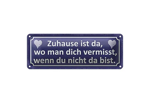 Roomando Metallschild Blechschild Spruch 27x10cm Zuhause wo man ich vermisst Dekoration