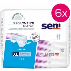 Seni Active Super XL Inkontinenzhosen, 60 Stück - Inkontinenzeinlagen für Damen, Herren und Unisex, Größe XL mit einem Hüftumfang von 120-160 cm und einer Kapazität von 1600 ml für zuverlässigen Schutz und Komfort.