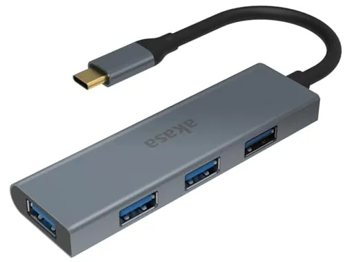 Akasa Kompatibel mit USB Typ C Auf 4X USB Typ A - Silber