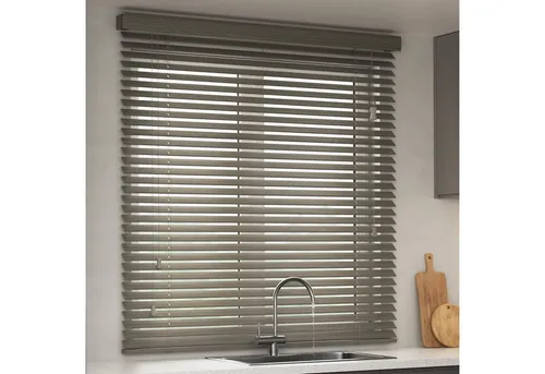 Victoria M. Jalousie KAYA Jalousie in Holzoptik 35 mm, 70x130 cm, holzdunkel strukturiert, mit Bohrenohne Bohren, freihängend, 35 mm, Individuelle Lichtregulierung