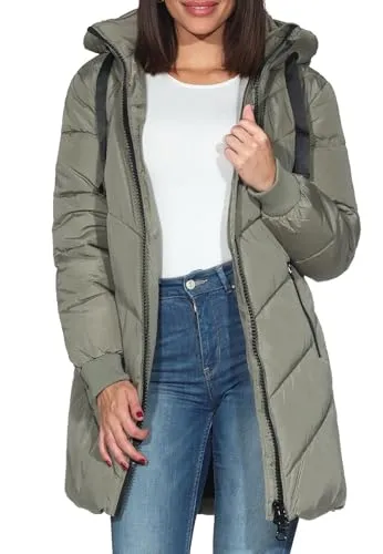 JDY Steppmantel in Khaki - S - Funktionsjacke mit Kapuze und 2-Wege-Reißverschluss, ideal für kalte Tage und Outdoor-Aktivitäten.