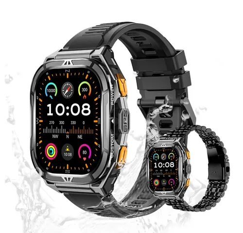 Valdus Herren Robust Telefonfunktion 5 ATM Wasserdicht 530mAh FitnessTracker Smartwatch (1,96 Zoll, Android/iOS), Elegante Fitnessuhr mit GPS, Schlafanalyse & Herzfrequenzmessung