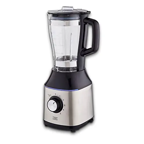 KHG Smoothie Maker Standmixer aus Glas für 1,75 Liter in Schwarz & Edelstahl, mit Messskala, Nachfüllöffnung, Dosierbecher & 4 Saugfüßen, 5 Leistungsstufen & Eis-Crusher-Funktion