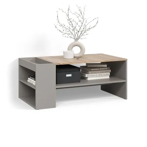 Livinity Couchtisch Piave, Greige, mit Regalen