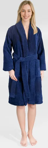 HAMMETEX Damenbademantel Ren, 100% Baumwolle, Langform, Baumwolle, Schalkragen, Gürtel, 380 g/m² Frottee Bademantel mit Taschen – Saugfähig & Weich