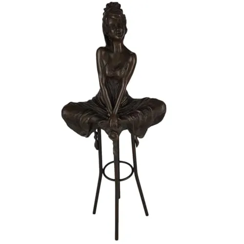 vianmo Bronzeskulptur Bronzefigur Sitzende Frau auf Einem Barstuhl