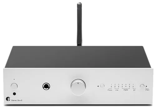 Pro-Ject Stereo Box E - Kompakter Hi-Fi-Stereo-Verstärker mit Bluetooth 5.0 - Hifi-Verstärker mit 3 analogen und 3 digitalen Eingängen, AptX HD Bluetooth 5.0 für hochwertige Klangübertragung und Subwoofer-Ausgang für beeindruckenden Sound.