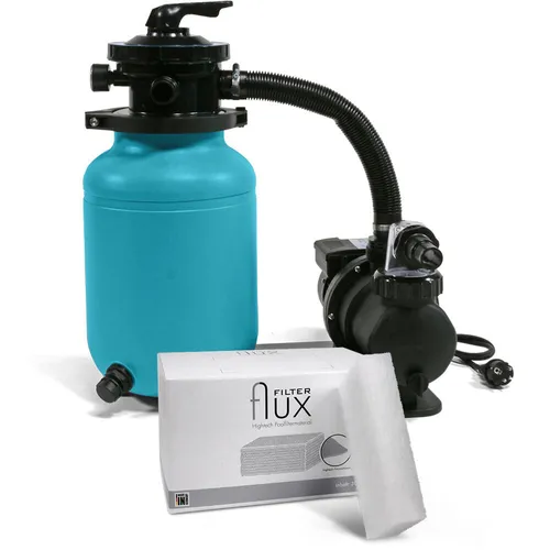 SET> Poolfilter Schwimmbad 15m³ + Flux Filtermaterial Filteranlage POOL Total