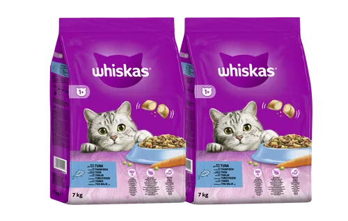 Whiskas 14kg Katzenfutter Trockenfutter 1+ Thunfisch - Leckeres Trockenfutter mit Thunfisch für Katzen ab 1 Jahr, sorgt für gesunde Ernährung und ist ideal für den täglichen Genuss.