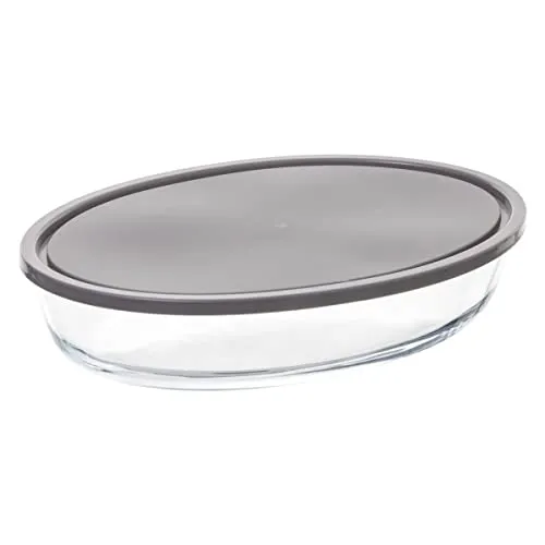 five simply smart - Ovale Glasschale mit Silikondeckel 30x21cm - Praktischer Lebensmittelbehälter aus hochwertigem Glas mit dichtem Silikondeckel. Ideal für die hygienische Aufbewahrung von Speisen und leicht zu reinigen. Passt in jeden Kühlschrank und ist geschirrspülmaschinenfest.