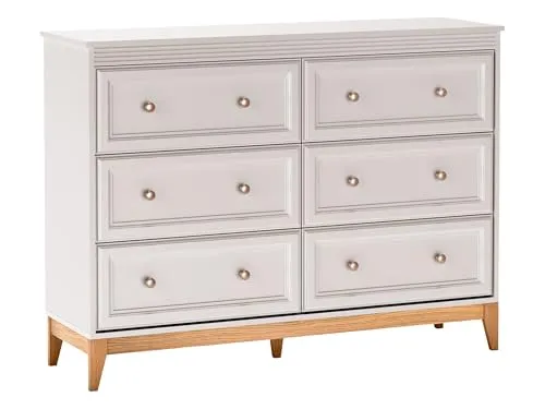Mirjan24 Schubladenkommode Winzalo WN03, Sideboard mit 6 Schubladen, Aufbewahrungskommode mit viel Stauraum, Kommode mit gedämpftem Schließsystem und Holzfüßen (Cashmere)