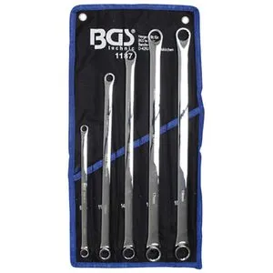 BGS Doppelringschlüssel-Satz, extra lang, 5-teilig, 8-19 mm - Schraubenschlüssel-Set mit extra langen, kalt geschmiedeten Schlüsseln für optimale Hebelwirkung und hohe Langlebigkeit, ideal für professionelle Anwendungen.