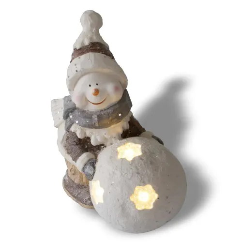 Weihnachtsdeko Schneemann mit LED, fröhliche Leuchtfigur für die Winterzeit