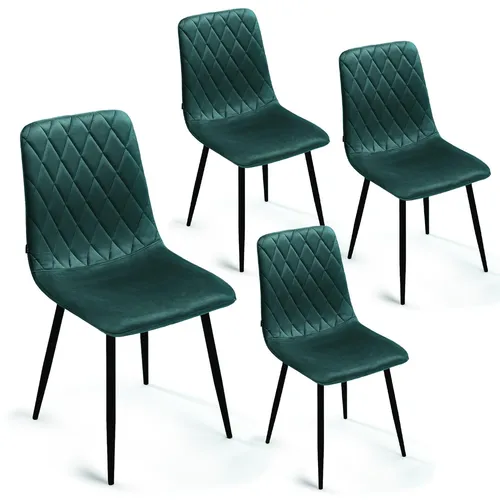 Lina® Elisia Esszimmerstuhl im modernen Design - Samt - Bequemer Stuhl für Ihr Esszimmer, hochwertiger Stoff, ergonomische Form - 4er Set - Grün