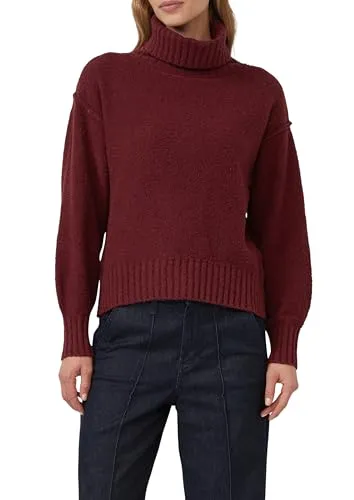 S.OLIVER Damen Strickpullover mit Rollkragen - Klassischer Pullover für Damen in Schwarz Merlot, lässig geschnitten und hüftbedeckend. Hergestellt aus atmungsaktivem Strickmaterial für hohen Tragekomfort.