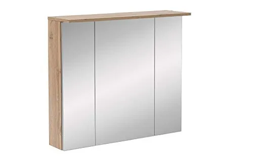 Schildmeyer Spiegelschrank Nora 142530 - Badezimmerspiegel mit integrierter LED-Beleuchtung, 3 verspiegelte Türen und höhenverstellbaren Glaseinlegeböden. Ideal für modernes Bad-Design und optimale Lichtverhältnisse.