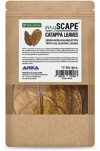 ARKA mySCAPE-CATAPPA Leaves - 10 Stück, 16-20cm, natürlicher Wasseraufbereiter für Süßwasseraquarien, fördert Vitalität und Laichbereitschaft von Fischen und Garnelen