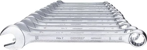 GEDORE Maulschlüssel Set 12-teilig 6-19mm - Werkzeug-Sets mit 12 Maul-Ringschlüsseln aus hochwertigem Vanadium-Stahl, ideal für präzise Arbeiten und hohe Biegesteifigkeit, bricht nicht bei Überbelastung.