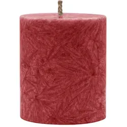 Stearin-Stumpenkerze, Dunkelrot, 64/75 mm, 100% pflanzlicher Wachs, KERZENFARM HAHN, Brenndauer ca. 19,5h