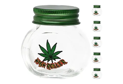 CEPEWA Vorratsglas Vorratsglas 'Weed' 6er Set 50ml Glas Metall Schraubverschluss Cannabis