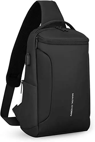 Muzee Umhängetasche - Wasserdichter Crossbody Rucksack mit Diebstahlsicherung - Schultertaschen für Tablets mit großer Kapazität, ideal für Reisen und Alltag. Der Rucksack bietet einen USB-Port für bequemes Laden unterwegs.