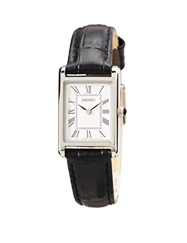 Seiko Damen-Uhr SWR053P1 - Quarz Edelstahl mit Lederband - Armbanduhren für Damen mit kratzfestem Hardlexglas und einem eleganten, robusten Edelstahlgehäuse für höchsten Tragekomfort.