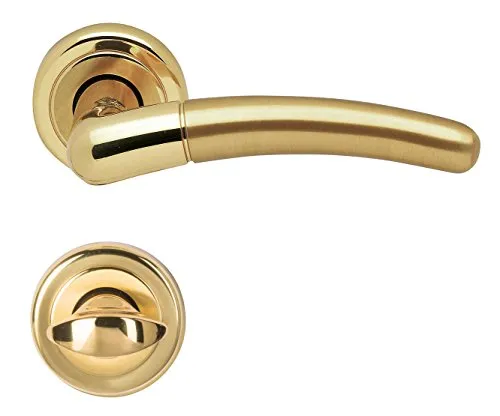 Rosettengarnitur Mount Betty in Messing - Poliert & Satiniert für WC-Türen - Elegante Rosettengarnitur aus Messing, ideal für Bad- und WC-Türen. Verleiht jedem Raum einen stilvollen Akzent und sorgt für einfache Handhabung.