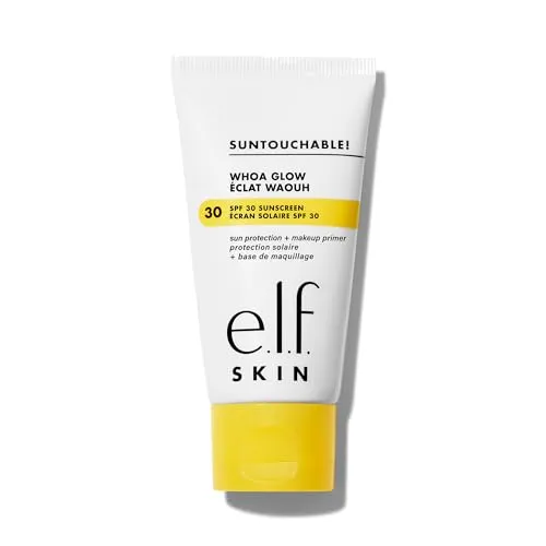 e.l.f. SKIN Suntouchable Whoa Glow SPF 30, Sunscreen & Makeup Primer For A Glowy Finish, Made With Hyaluronic Acid, Vegan & Cruelty-Free, Packaging May Vary, Sunburst