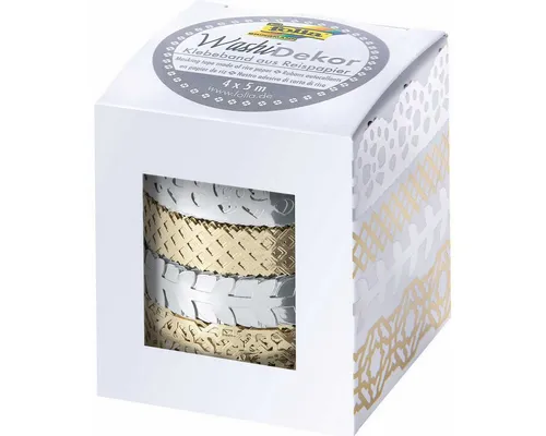 Folia Klebepad Klebefilm Washi-Tape Hotfoil - 4 Rollen silber/gold.