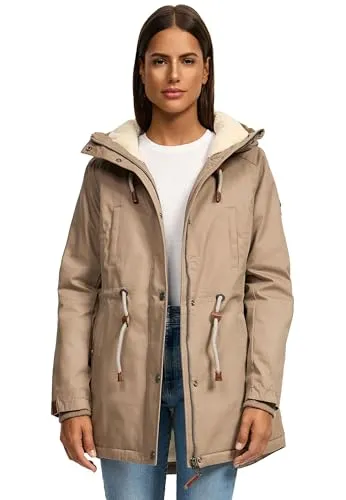 Navahoo Damen Winterjacke mit Teddyfell - Warm gefütterter Parka für kalte Tage - Funktionsjacken, leicht gefüttert mit kuscheligem Teddyfell für optimalen Tragekomfort und Schutz vor Wind und Wetter.