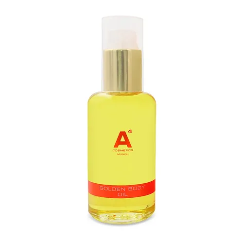 A4 Cosmetics Golden Body Oil 100 ml - Ganzkörperpflege mit straffendem Effekt, reich an pflanzlichen Wirkstoffen für mehr Elastizität und Geschmeidigkeit, ideal für normale bis sehr trockene Haut.