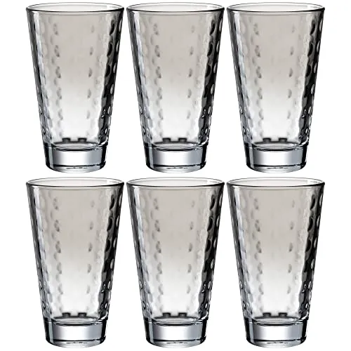 LEONARDO Longdrinkglas OPTIC 300 ml, 6-teilig, grau - Elegantes 6er-Set Longdrinkgläser in Grau, spülmaschinenfest und ideal für stilvolle Cocktails oder Erfrischungsgetränke.