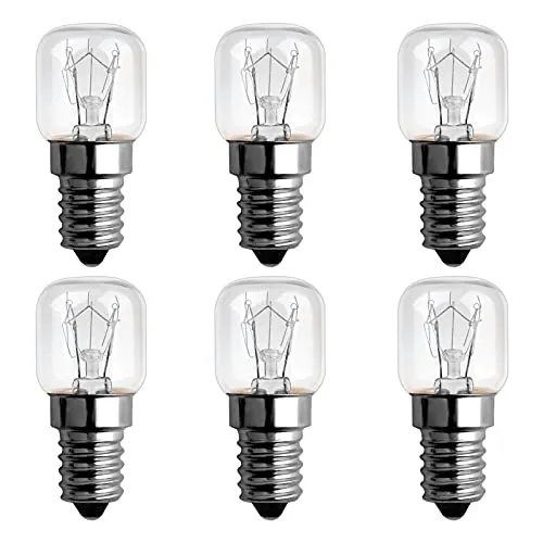SCNNC E14 Backofenlampe T22 Dimmbar, 85LM Warmweiß 2300K, Backofenlampe Hitzebeständig, E14 Edison ofenlampe für Himalaya-Salzlampe, Mikrowelle, Kühlschrank, Backofen, 6 Stück