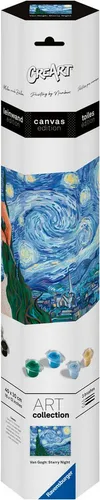 Ravensburger Malen nach Zahlen CreArt: Sternennacht (Van Gogh) - Schreibutensilien – Kreatives Malen nach Zahlen Set mit 50 Acrylfarben, 3 Pinseln und einer Leinwand (40x30 cm) für kunstvolle Stunden. Ideal für Kunstliebhaber ab 12 Jahren.